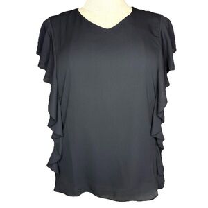 Northstyle Black Ruffle Short Sleeve Blouse